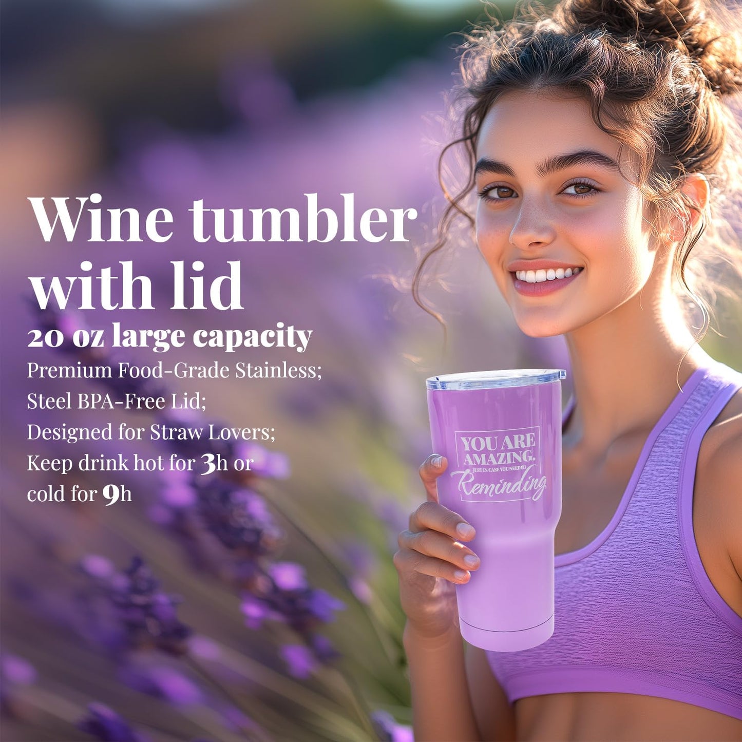 BODY & EARTH Self Care Gifts for Women Get Well Soon Gifts, Purple Birthday Gift Baskets, 8Pcs Lavender Bath and Body Sets with 20Oz Vacuum Insulated Tumbler Mother'S Day Gifts for Mom