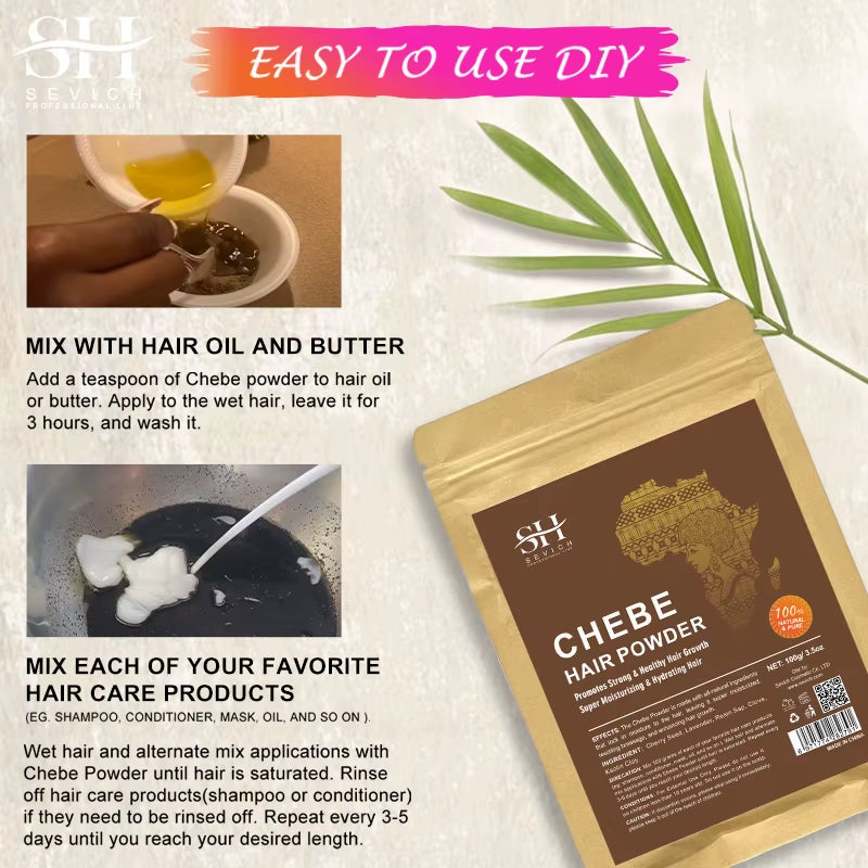 100% Chebe Powder Effective Growthing Hair Improves Hair Density Nourishes Follicles Fast Regrowth Hair Product 100G