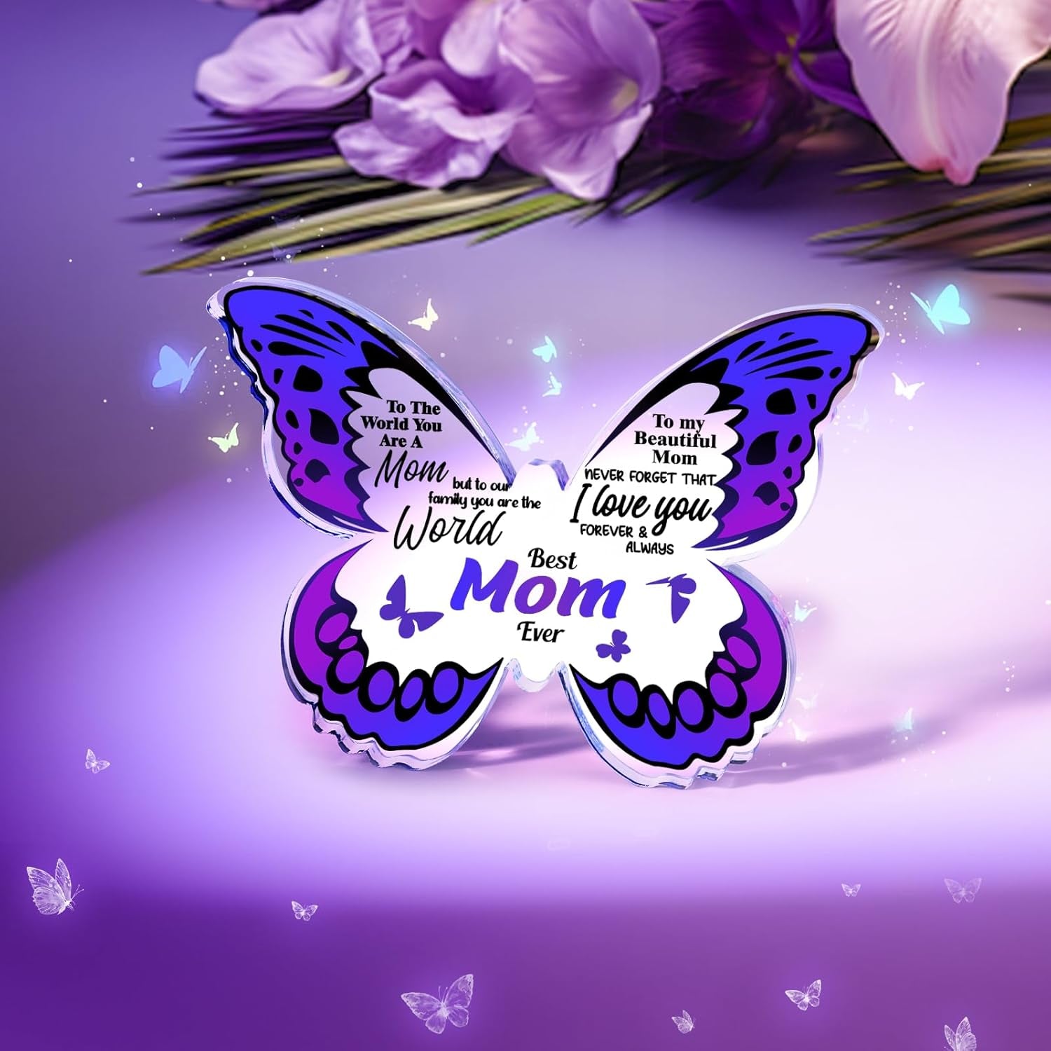 Eletorot Christmas Gifts for Mom from Daughter Son: Relaxing Spa Gift Basket Set with Butterfly Acrylic Keepsake, Unique Birthday Present for Wife Grandma Her Friend Sister, Mothers Day, Thanksgiving