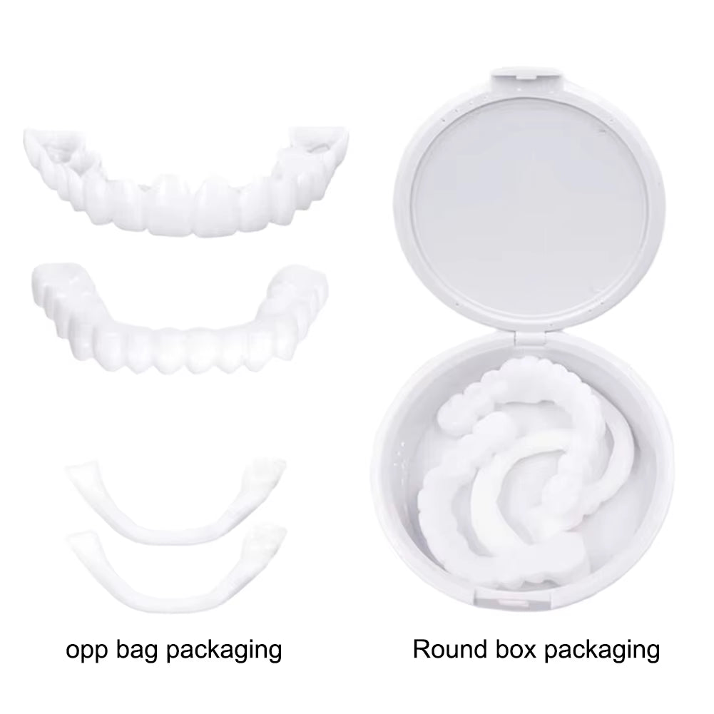 Perfect Fit Teeth Whitening Fake Tooth Cover Snap Cap Silicone Upper/Lower Jaw Denture False Teeth Veneer Regain Confident Smile