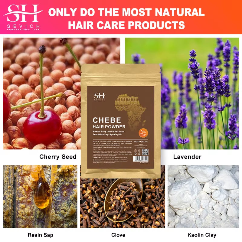 100% Chebe Powder Effective Growthing Hair Improves Hair Density Nourishes Follicles Fast Regrowth Hair Product 100G