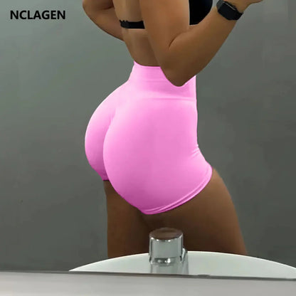 NCLAGEN Seamless Shorts 4.5" Gym Shorts Woman Scrunch Butt Fitness Sports Short Workout Seamless Leggings Running Yoga Bottoms