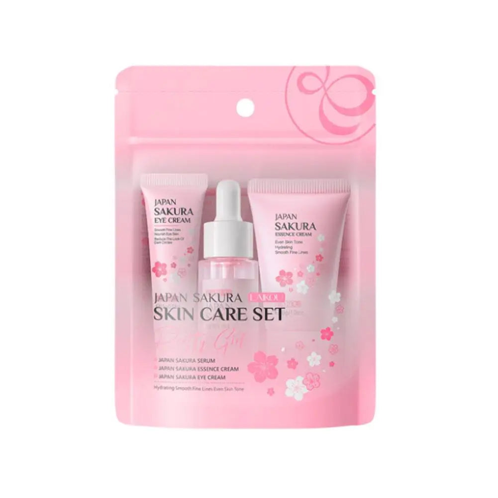 Women 3Pcs Kit Sakura Skin Care Sets Face Cream Face Essence Eye Serum Face Skin Care Set Product Gift Box