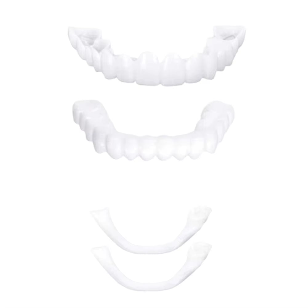 Perfect Fit Teeth Whitening Fake Tooth Cover Snap Cap Silicone Upper/Lower Jaw Denture False Teeth Veneer Regain Confident Smile