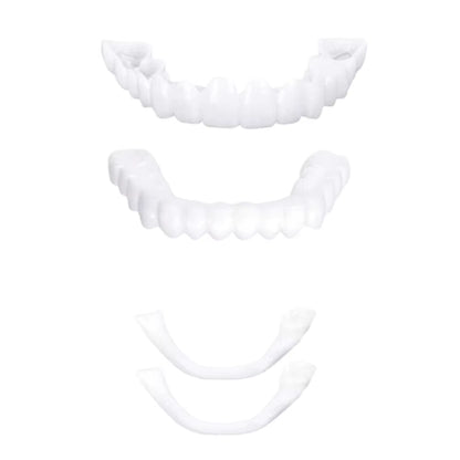 Perfect Fit Teeth Whitening Fake Tooth Cover Snap Cap Silicone Upper/Lower Jaw Denture False Teeth Veneer Regain Confident Smile