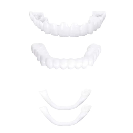 Perfect Fit Teeth Whitening Fake Tooth Cover Snap Cap Silicone Upper/Lower Jaw Denture False Teeth Veneer Regain Confident Smile