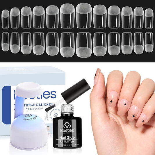 Beetles Gel Nail Extension Kit 504 Tips + UV Lamp + 5 in 1 Nail Glue Gel Set 💅