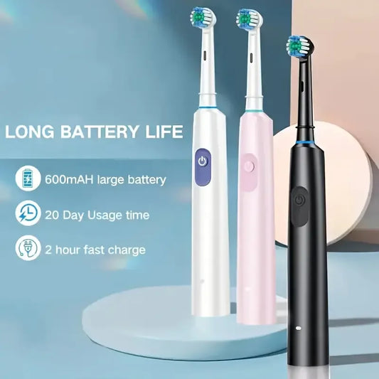 Rotating Electric Toothbrush for Adult Teeth Whitening Teeth Brushes 3D round Head Soft Brush Rechargeable Electric Toothbrush