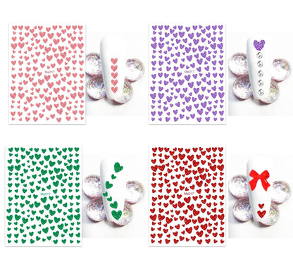 10 Sheets Glitter Heart Nail Stickers for Women Girls Kids Nail Decoration 3D Self Adhesive Shinning Nail Decals for Fingernails and Acrylic Nails Design (Glitter Heart)