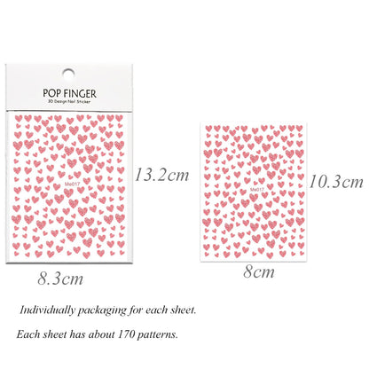 10 Sheets Glitter Heart Nail Stickers for Women Girls Kids Nail Decoration 3D Self Adhesive Shinning Nail Decals for Fingernails and Acrylic Nails Design (Glitter Heart)
