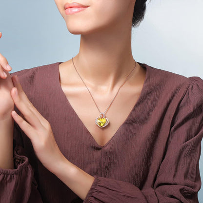 Swan Necklace for Women, Silver/Gold Plated Heart Crystal Birthstone Pendant Necklace, Gift Ideal for Wife Girlfriend Mom