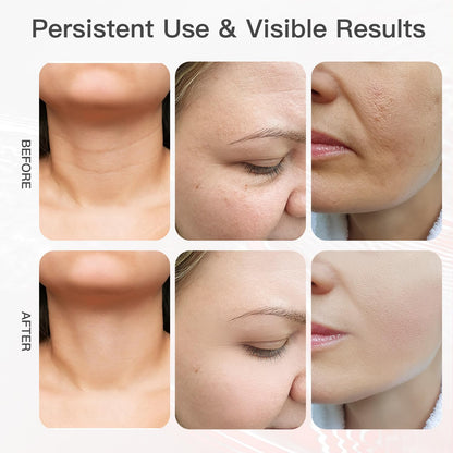 Neck Face Beauty Device, Vibration Face Massager, 3 in 1 Face Sculpting Tool Facial Massager for Double Chin, Thermals and Skin Care（Black）