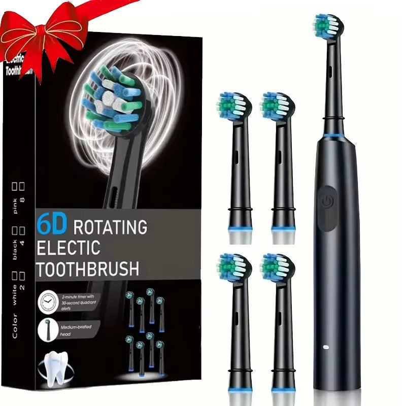 Rotating Electric Toothbrush for Adult Teeth Whitening Teeth Brushes 3D round Head Soft Brush Rechargeable Electric Toothbrush