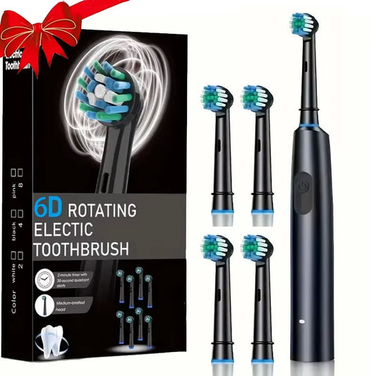 Rotating Electric Toothbrush for Adult Teeth Whitening Teeth Brushes 3D round Head Soft Brush Rechargeable Electric Toothbrush